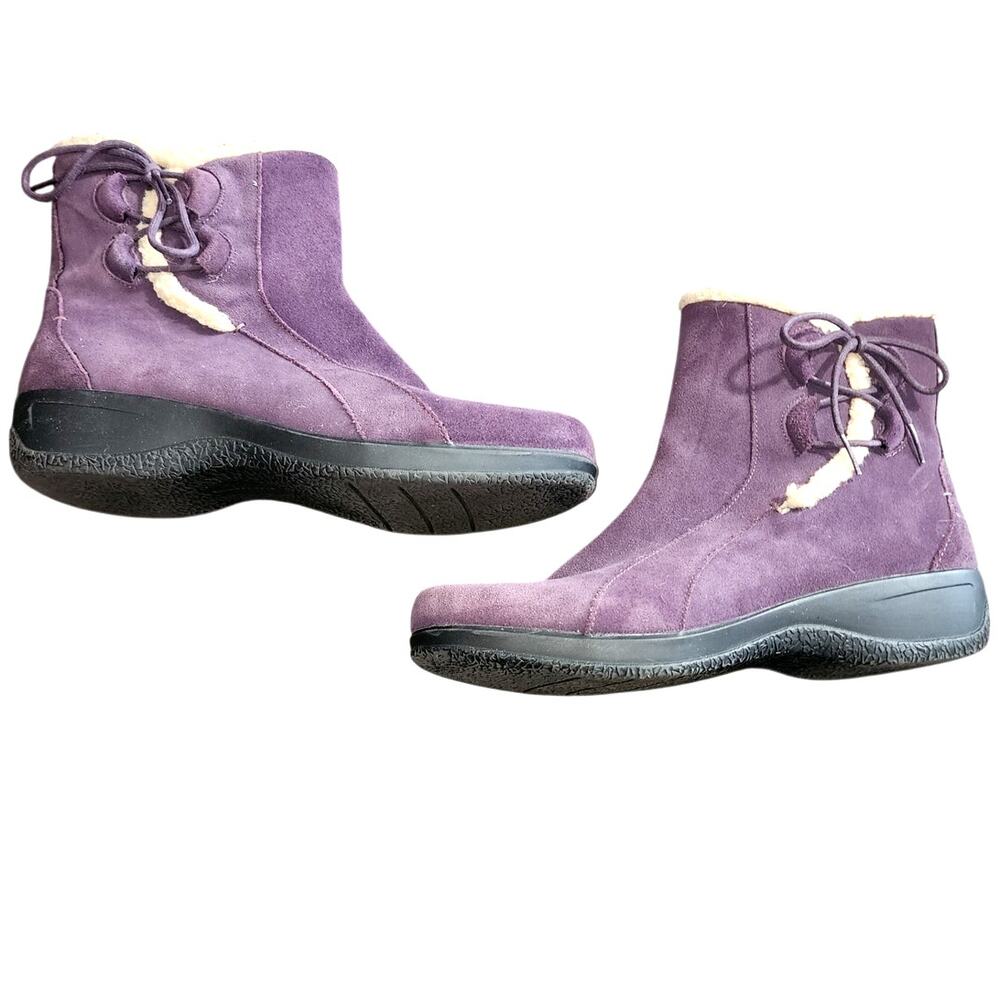 Clarks Angie Madi Women's Bendables Winter Boot Purple Suede 9.5